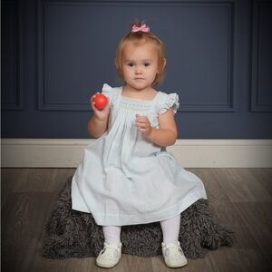 Light Blue Baby Girl Striped Sleeveless Dress